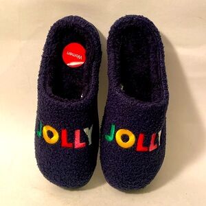 Family PJs Slippers Womens Medium 7-8 JOLLY Colorful Festive Lounge Bright Cozy